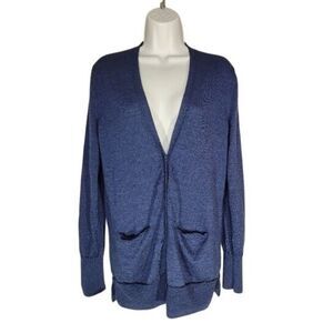 Gap Cardigan Sweater w/ L Blue Merino Wool V-Neck Button Front Pocket LN/NWOT